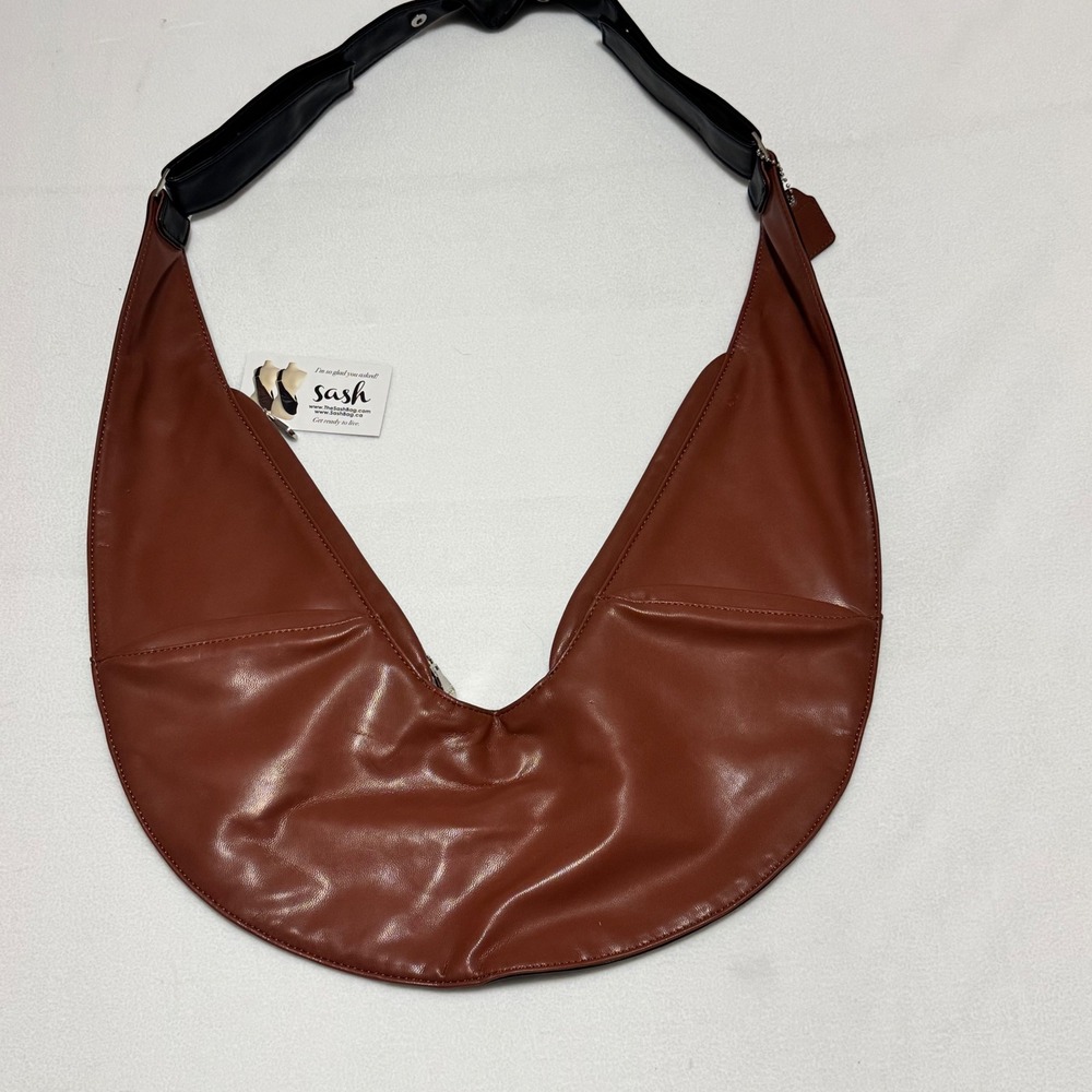 Sash Bag brown black reversible faux leather crossbody sling purse NWOT